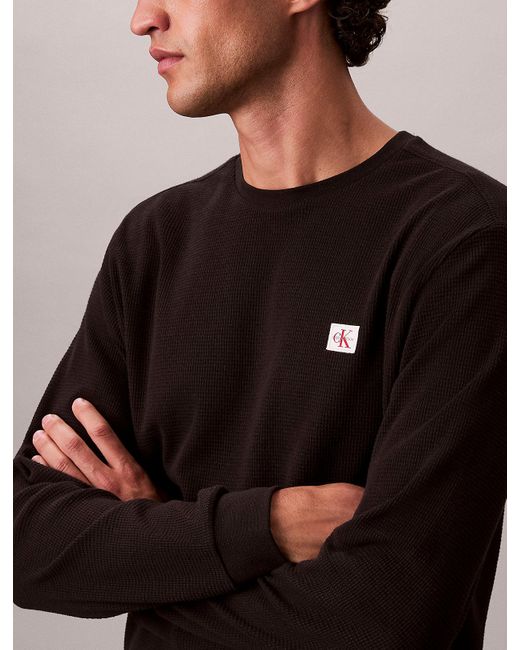 Calvin Klein Blue Long Sleeve Waffle T-Shirt for men