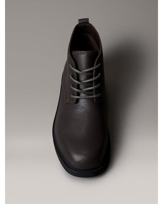 Calvin Klein Black Leather Airfit Lugged Desert Boots for men