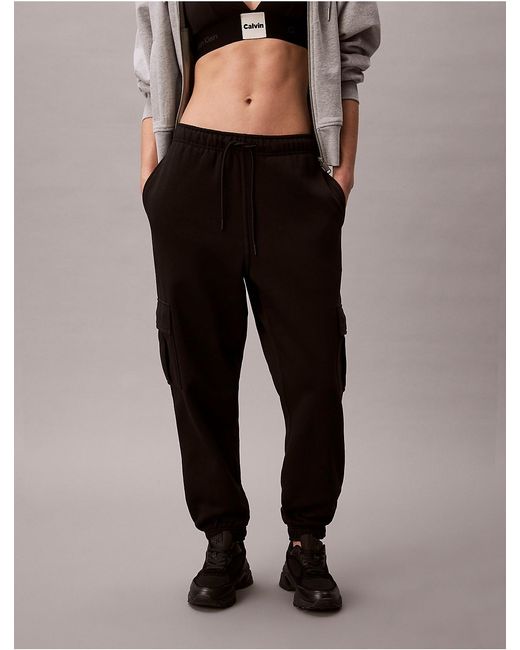 Calvin Klein Black Calvin Klein Monogram Fleece Cargo Joggers