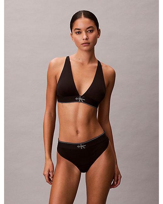 Calvin Klein Black Triangle Bralette Graphic Monogram Microfibre Stretch