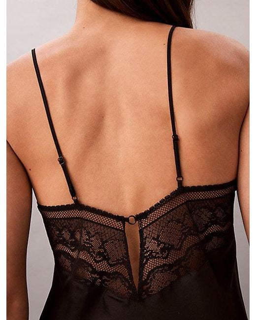Calvin Klein Brown Satin And Lace Night Dress