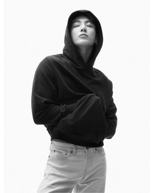 Calvin Klein Black Luxe Terry Hoodie for men