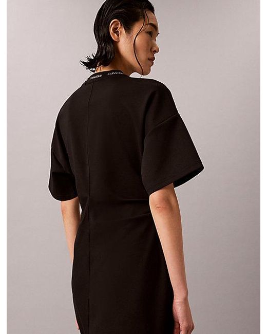 Calvin Klein Brown Jeans Milano Jersey Draped T-Shirt Dress