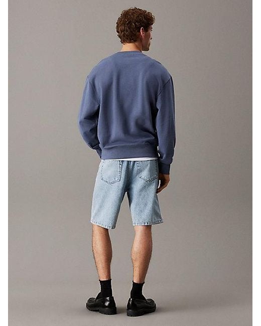 Calvin Klein Blue Jeans Cotton Terry Monogram Sweatshirt for men