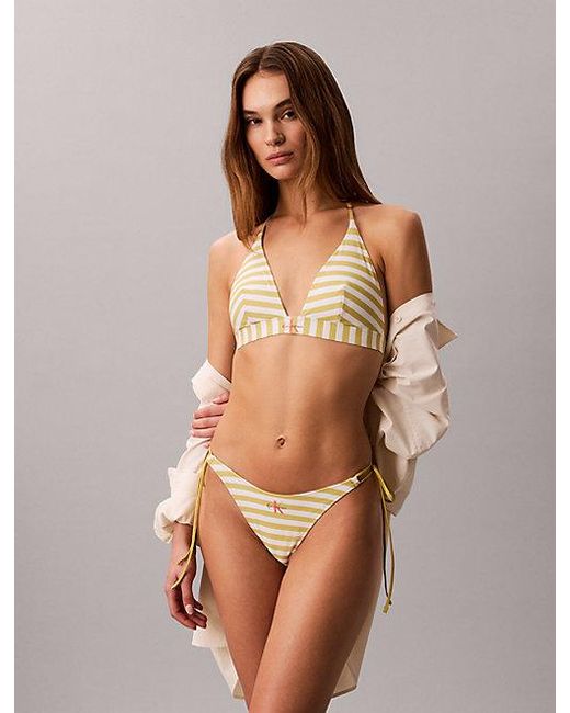 Calvin Klein Natural Tie Side Bikini Bottoms Ck Monogram