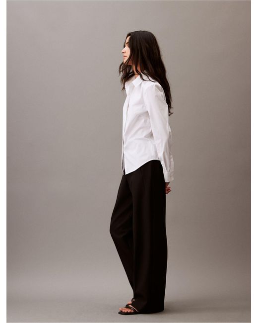 Calvin Klein Gray Slim Fit Stretch Poplin Button-down Shirt