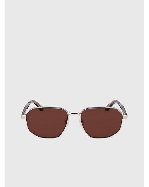 Calvin Klein Brown Rectangle Sunglasses for men