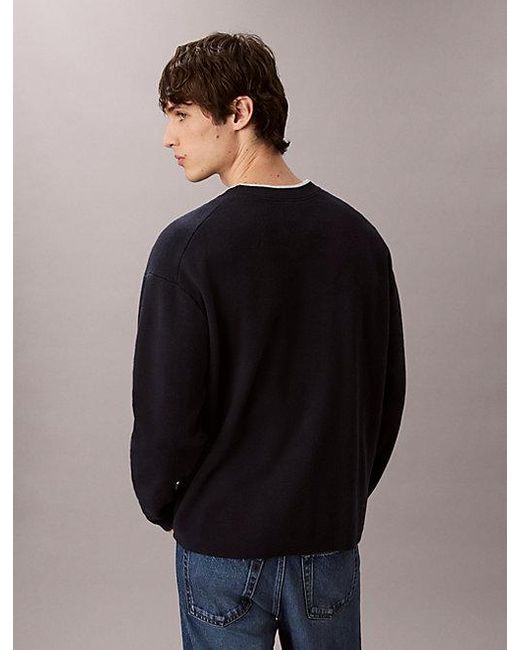 Calvin Klein Black Jeans Embossed Monogram Logo Relaxed Jumper for men