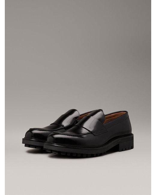 Calvin Klein Gray Leather Loafers for men