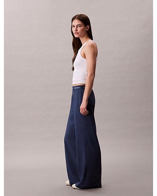 Calvin Klein Blue Sport Performance Wide Leg Tracksuit Bottoms