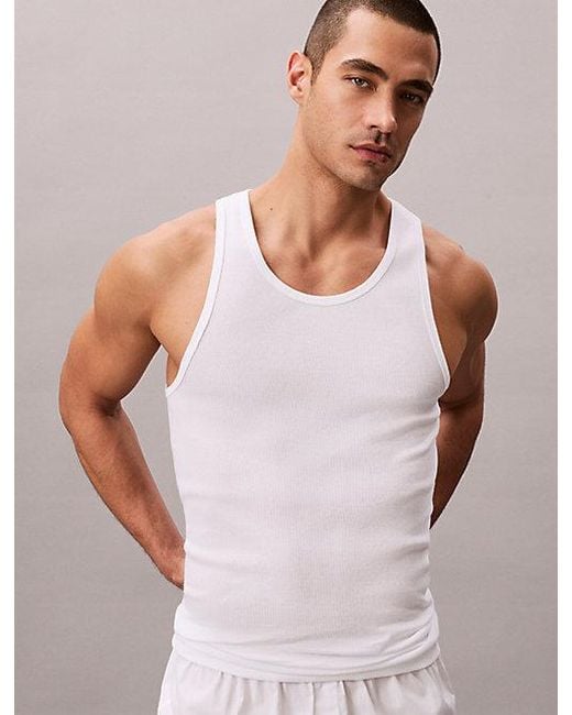 Calvin Klein White 5 Pack Tank Tops for men