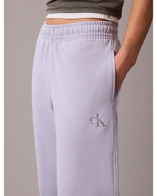 Calvin Klein Purple Jeans Cotton Terry Monogram Joggers