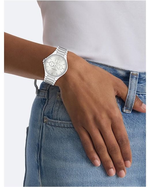 Calvin Klein White Multifunction Integrated Link Bracelet Watch