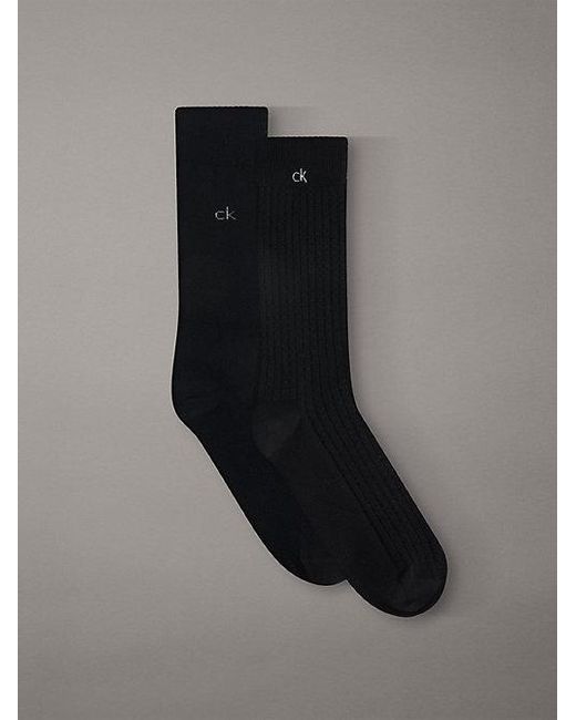 Calvin Klein Black 2 Pack Soft Cotton Waffle Crew Socks for men