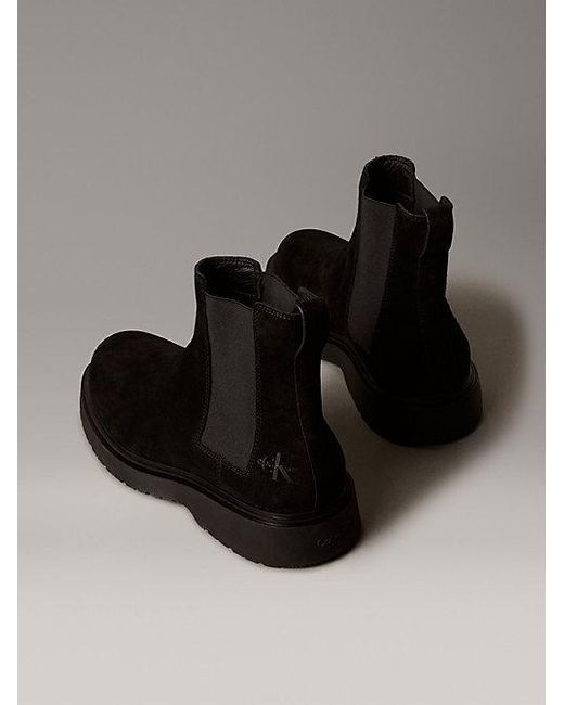 Calvin Klein Black Jeans Suede Lug Chelsea Boots for men
