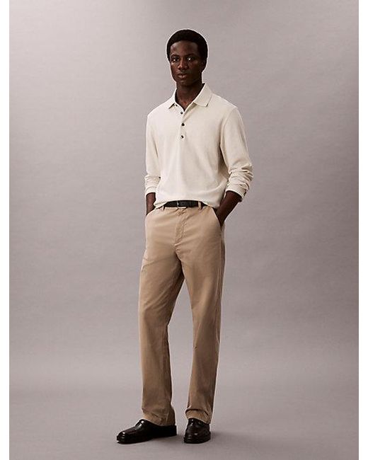 Calvin Klein Natural Jacquard Relaxed Polo Jumper for men