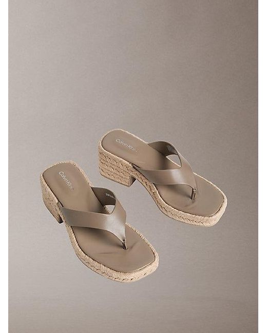 Calvin Klein Multicolor Beta Leather Espadrille Heeled Sandals
