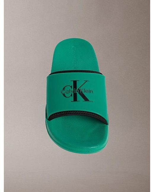 Calvin Klein Green Norwich Contoured Logo Sliders for men