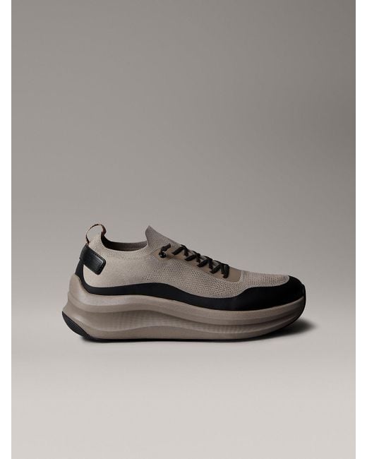 Calvin Klein Gray Mesh Chunky Runner Sock Trainers for men