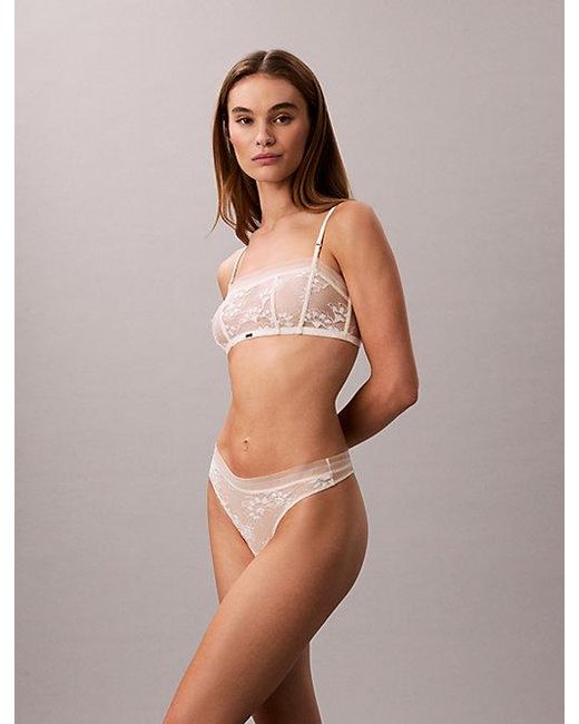 Calvin Klein Brown Bandeau Bra Ck Floral Lace