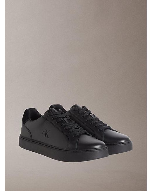 Calvin Klein Gray Jeans Ck Baseline Leather Signature Trainers for men