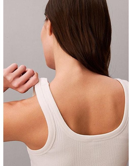Calvin Klein Natural Slim Ribbed Cotton Tank Top