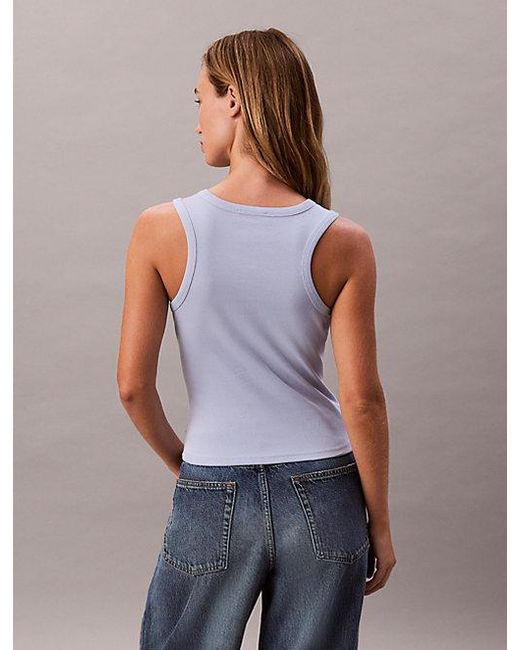 Calvin Klein Tanktop Van Ribkatoen Met Embleem in het Multicolor