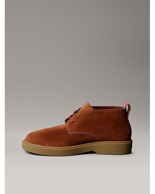 Calvin Klein Suède Veterschoenen Met Airfit-Demping in het Brown voor heren
