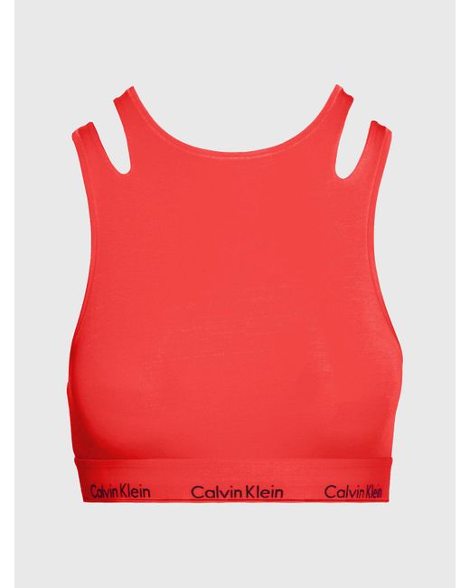 Calvin Klein Red Modern Cotton Deconstructed Unlined Bralette