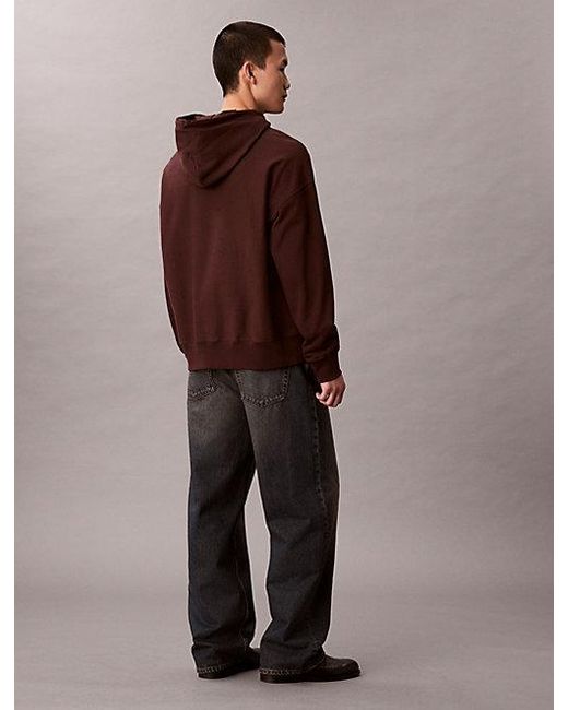 Calvin Klein Brown Jeans Monologo Premium Fleece Hoodie for men