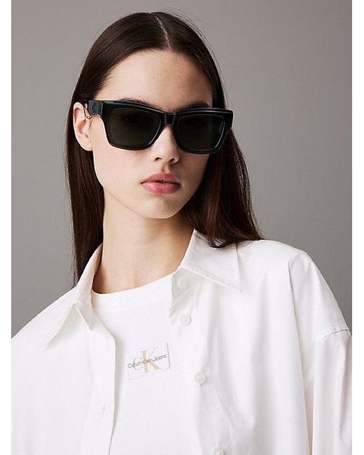 Calvin Klein Black Jeans Modified Rectangle Sunglasses Ckj24609S