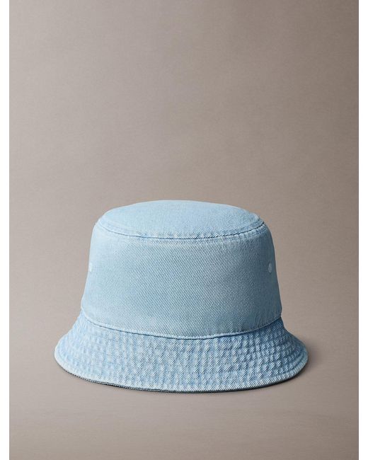 Calvin Klein Blue Denim Embroidered Monogram Bucket Hat for men