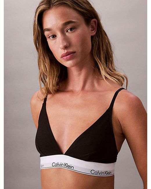 Calvin Klein Black Unlined Triangle Bralette Icon Cotton Modal