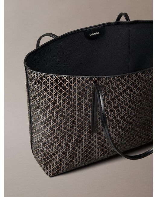 Calvin Klein Black Coated Emblem Logo Tote Bag With Pouch