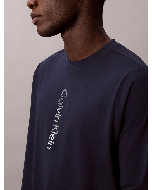 Calvin Klein Blue Performance Long Sleeve Gym T-Shirt for men