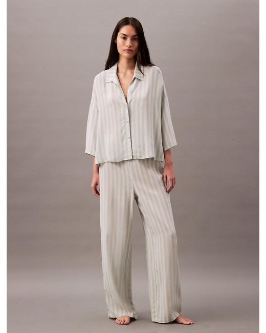 Pantalon De Pyjama En Viscose Douce Calvin Klein en coloris Gray