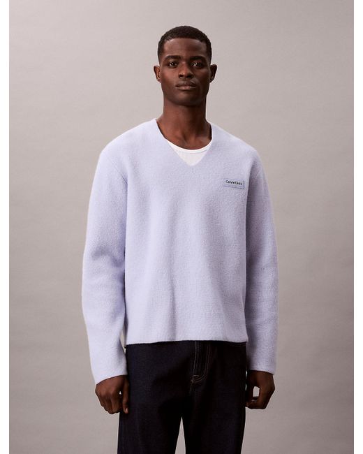 Calvin Klein Multicolor Boiled Merino Wool V-Neck Jumper for men