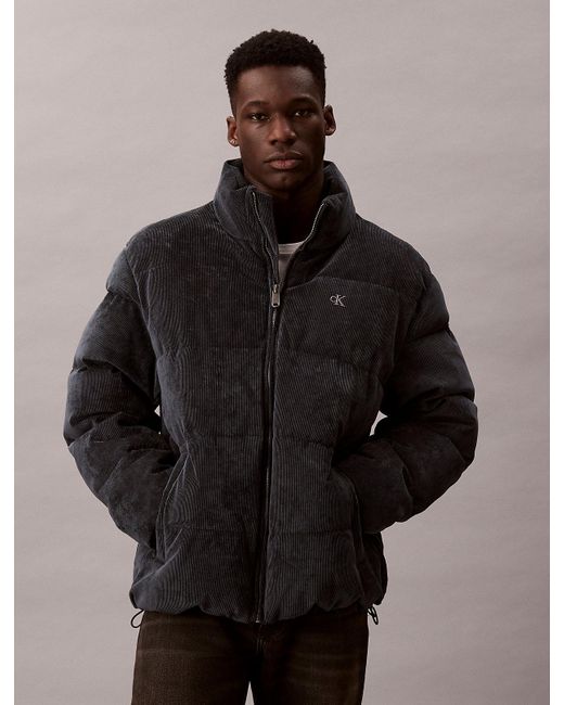 Calvin Klein Gray Corduroy Puffer Jacket for men