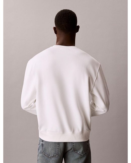 Calvin Klein White Graphic Logo Sweatshirt for men
