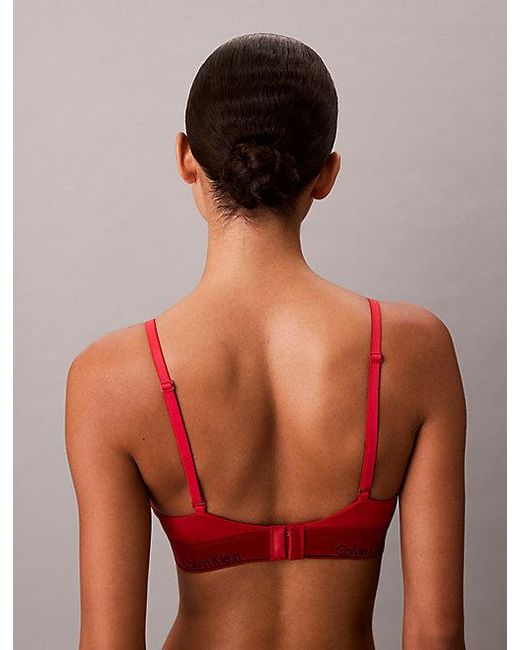 Calvin Klein Red Lightly Lined Triangle Bralette Icon Cotton Modal