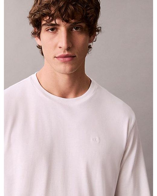 Calvin Klein White Supima Cotton Interlock Long Sleeve Tee for men