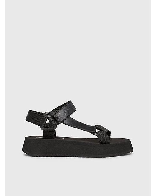 Sandalias de malla recicladas Calvin Klein de color Black
