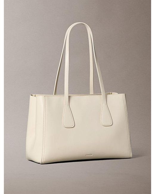 Calvin Klein Natural Monogram Hardware Tote Bag