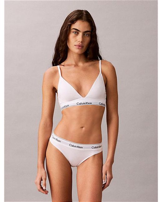 Calvin Klein White Lightly Lined Triangle Bralette Icon Cotton Modal