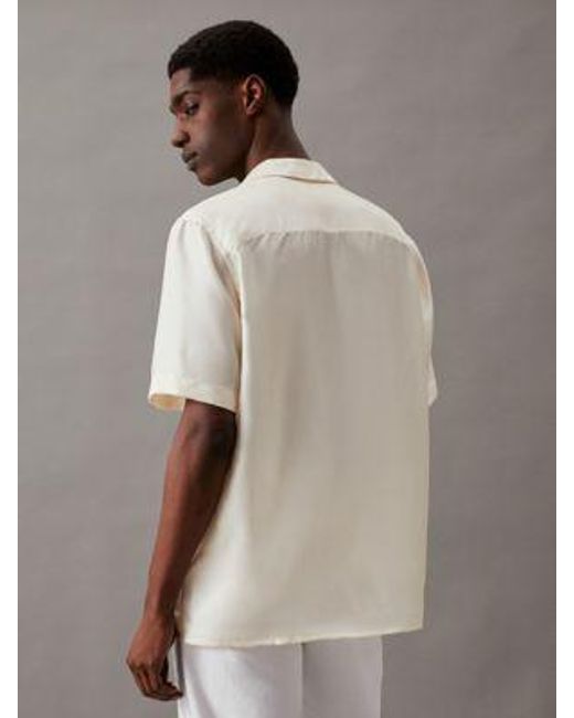Camisa floral de seda Calvin Klein de hombre de color White