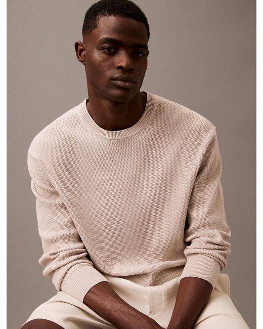 Maglione Girocollo di Calvin Klein in Natural da Uomo