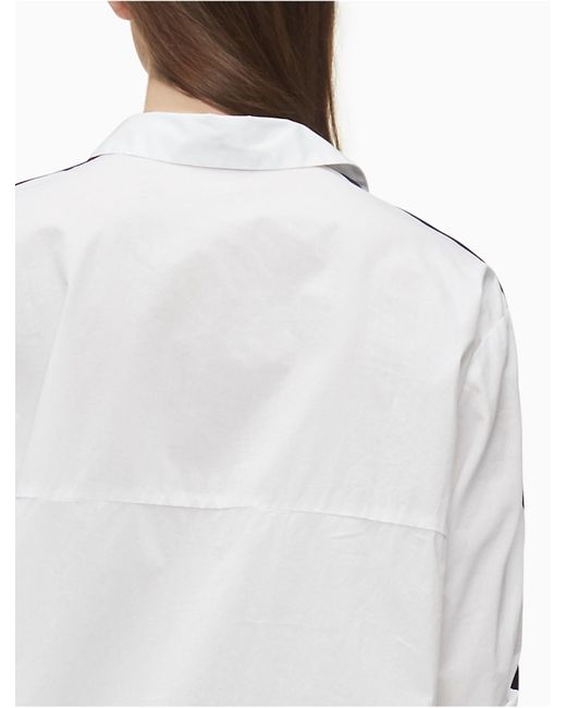Calvin Klein Cotton Oversized Logo Tape Button-down Shirt in White | Lyst