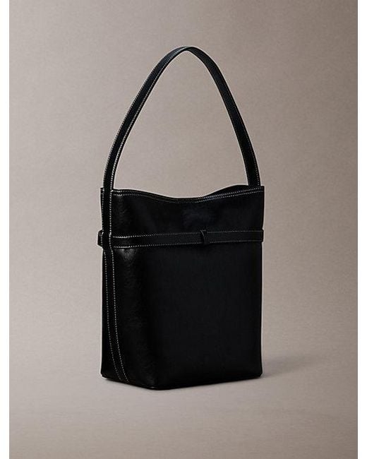 Calvin Klein Black Buckle Laptop Bucket Bag