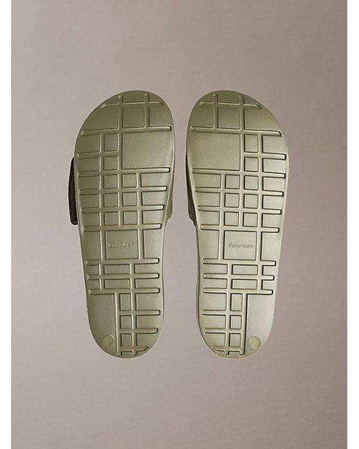 Calvin Klein Green Nemo Canvas Contoured Logo Sliders for men