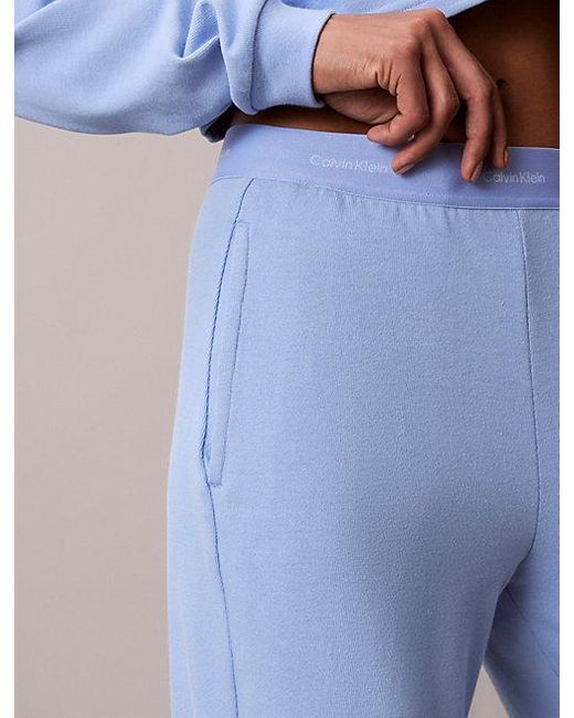 Calvin Klein Blue Pyjama Pants Logo Cotton Jersey